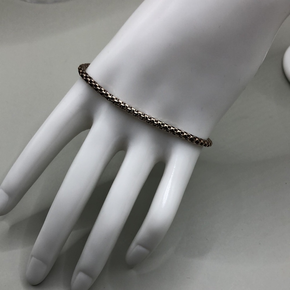 Solid sterling silver 925 mesh chain bracelet unisex minimalist.